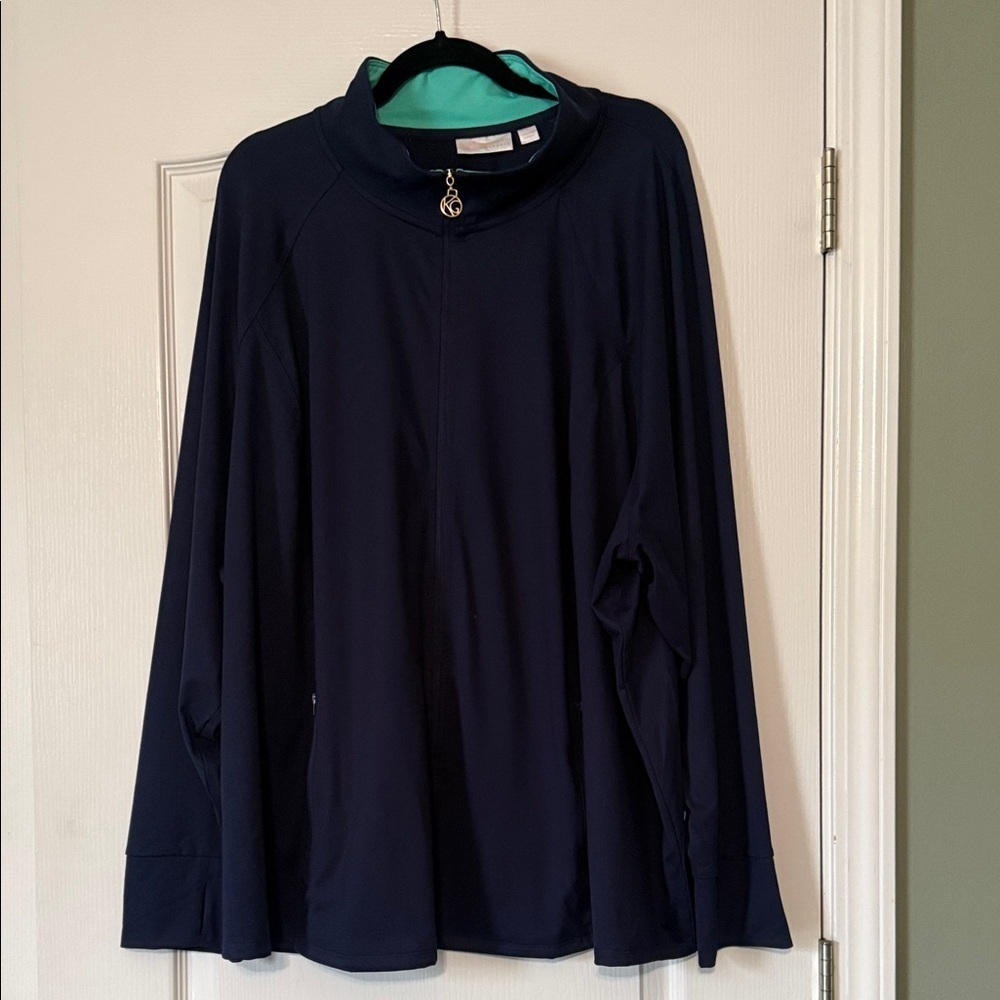 Belle by Kim Graver Navy Zipper Jacket Size 5X